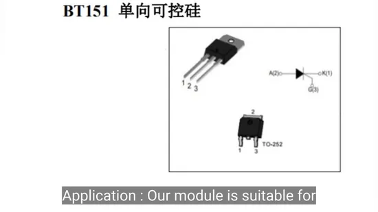 Raddrizzatore a tiristori unidirezionale Bt151 con controllo al silicio